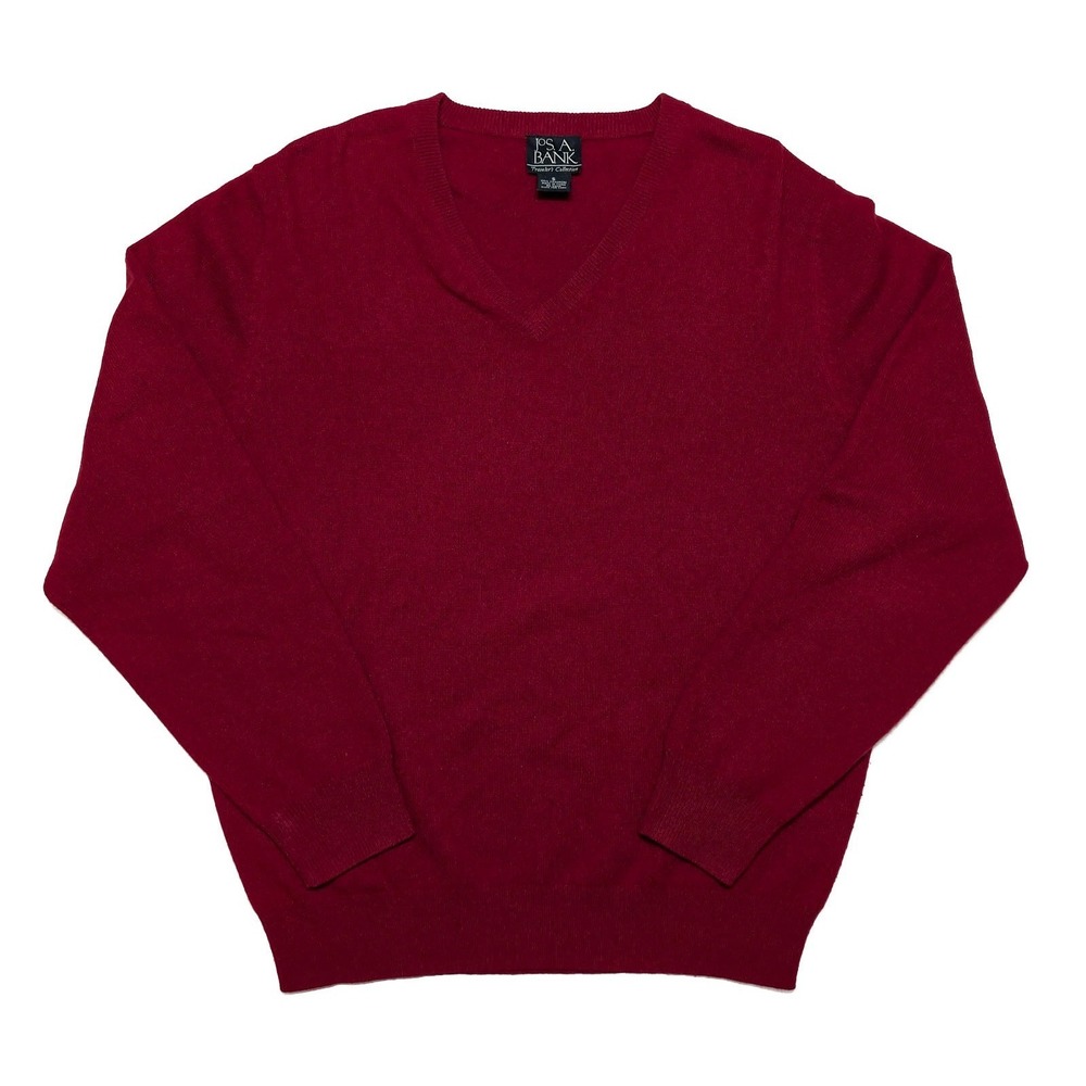 JOS A BANK 100% Cashmere Sweater Men's Small‎ S Crewneck Red ~ Flaws